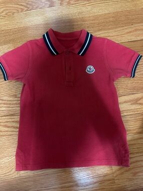 Moncler Red Polo with Navy & White Trim